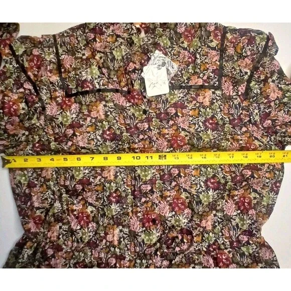 Free People Blouse Sz L Floral Multicolor Long Sleeve Peplum NWT - Picture 11 of 16
